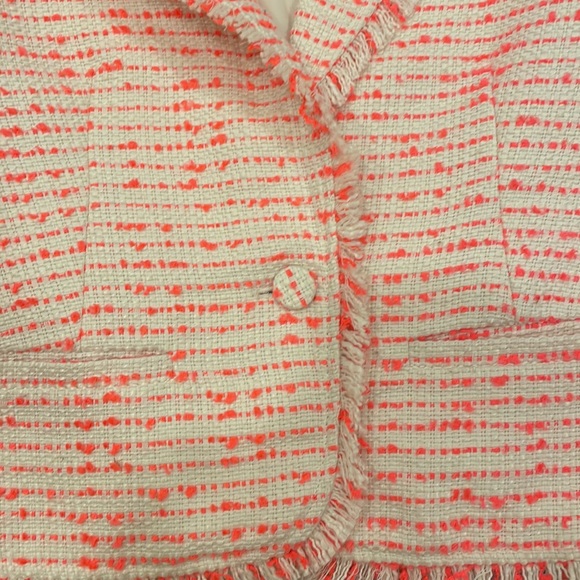 Cinq a Sept Hot Pink and White Tweed Blazer - Picture 3 of 5